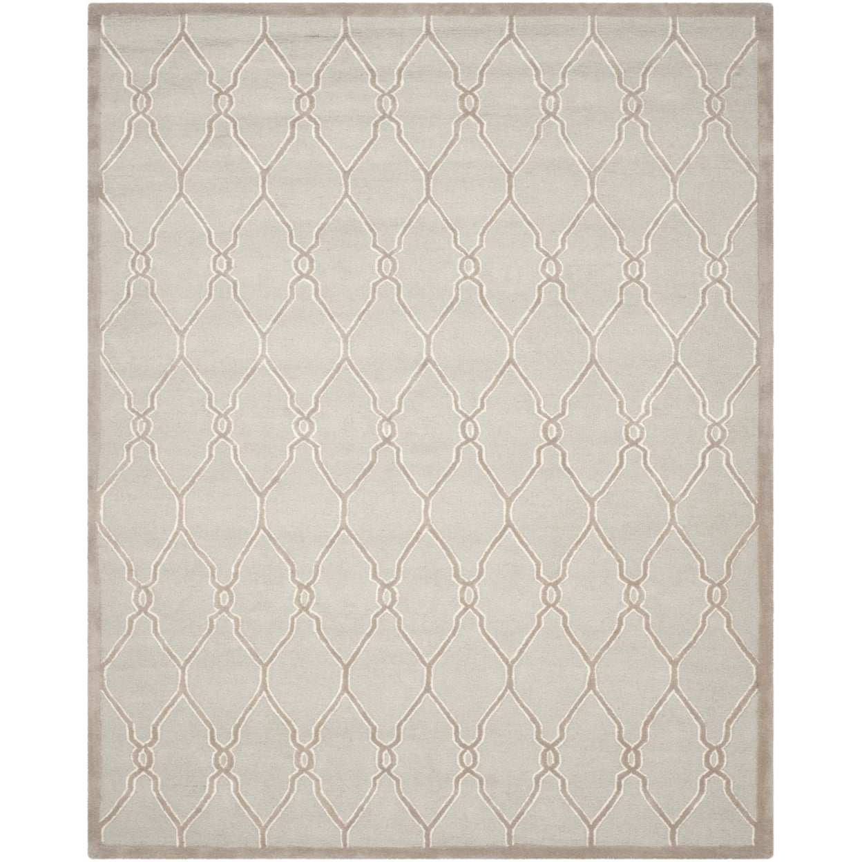 Luxurious Hand-Tufted Light Grey Ivory Wool Square Rug, 62x20 inches