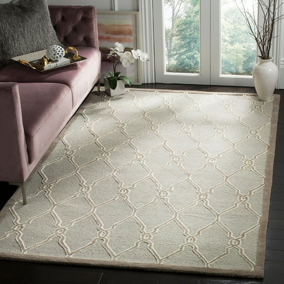 SAFAVIEH Cambridge Selwyn Geometric Wool Area Rug, Light Gray/Ivory, 9' x 12'