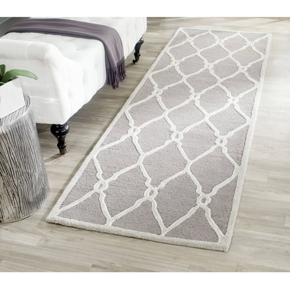 SAFAVIEH Cambridge Selwyn Geometric Wool Runner Rug, Dark Gray/Ivory, 2'6" x 8'
