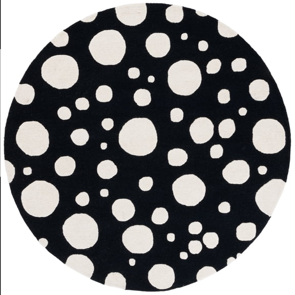 SAFAVIEH Cambridge Talisha Dot-Print Area Rug, Black/Ivory, 6' x 6' Round