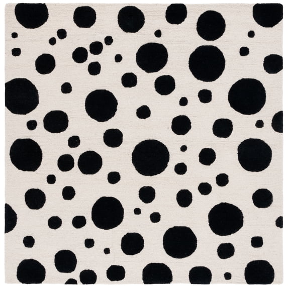 SAFAVIEH Cambridge Talisha Dot-Print Area Rug, Ivory/Black, 6' x 6' Square