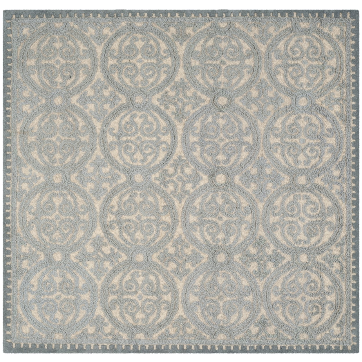 Handmade Blue Wool Tufted Square Area Rug 6'x6'
