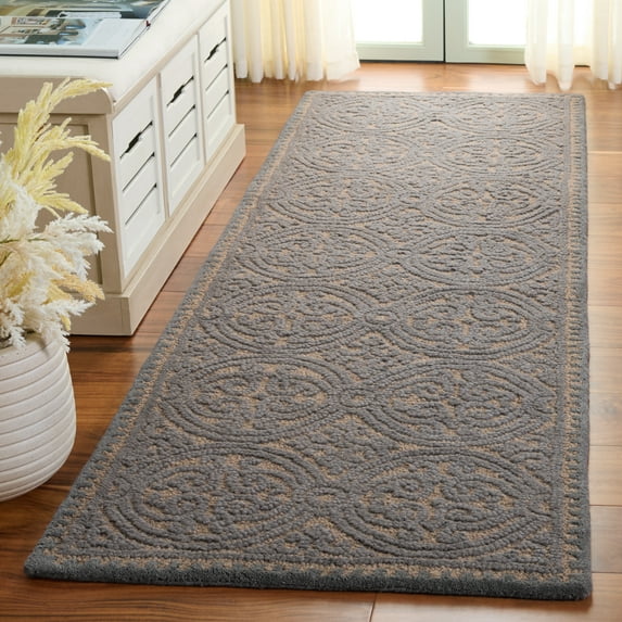 SAFAVIEH Cambridge Wade Geometric Wool Runner Rug, Dusty Blue/Cement, 2'6" x 16'