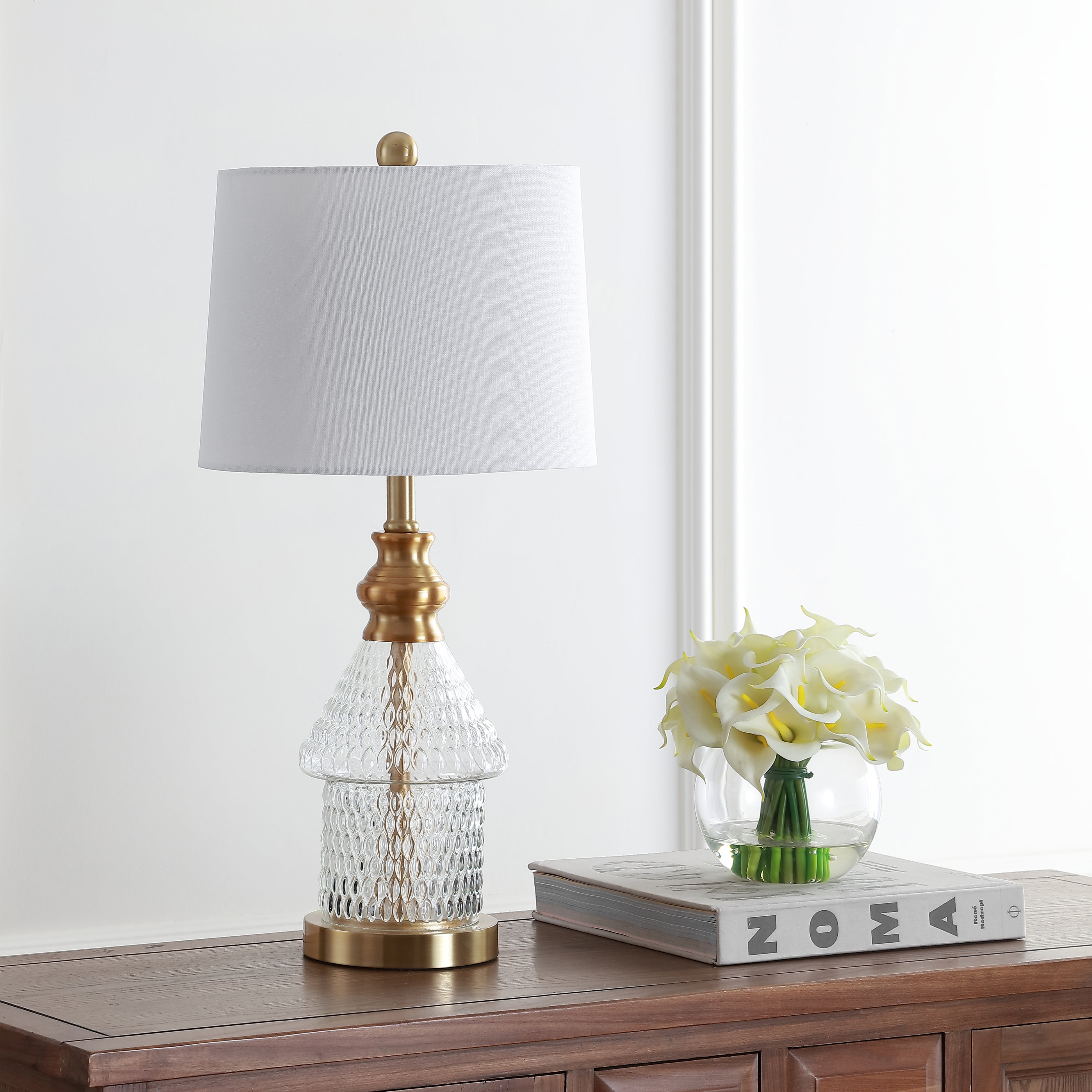 SAFAVIEH Camden Modern Glam 24.5 in. H Table Lamp, Clear/Brass Gold