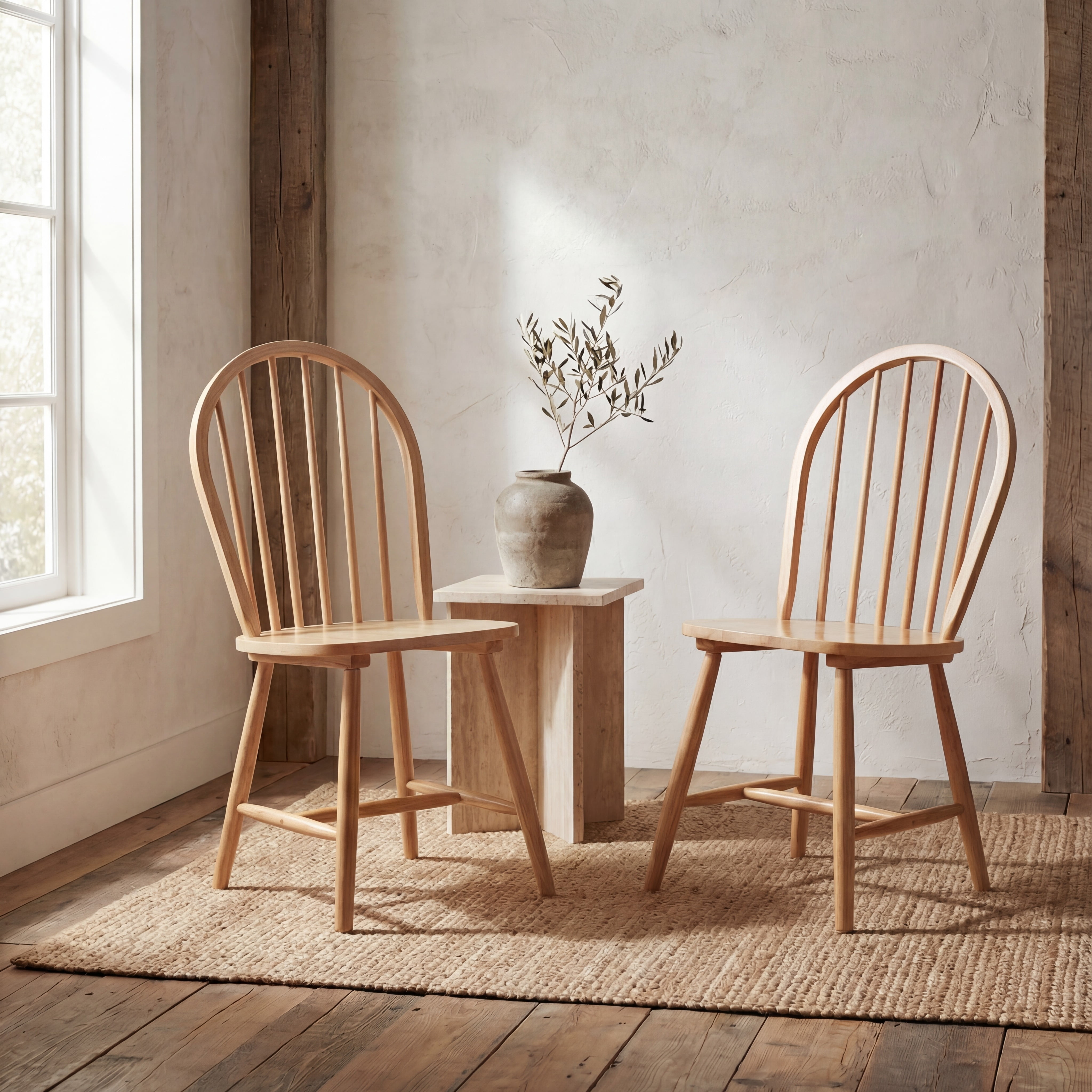 SAFAVIEH Camden Spindle Back Dining Chair, Natural, Set of 2