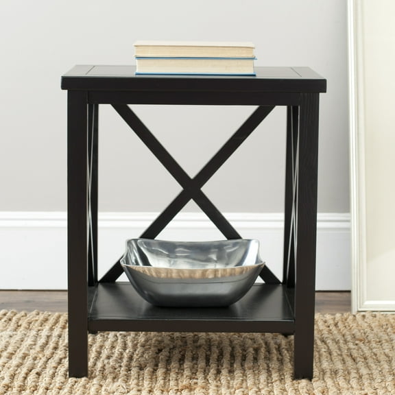 SAFAVIEH Candence Nautical Cross Back End Table, Black