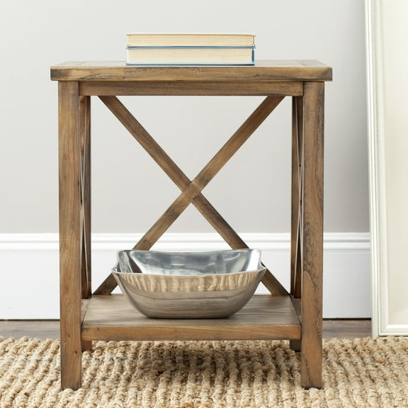 SAFAVIEH Candence Nautical Cross Back End Table, Oak