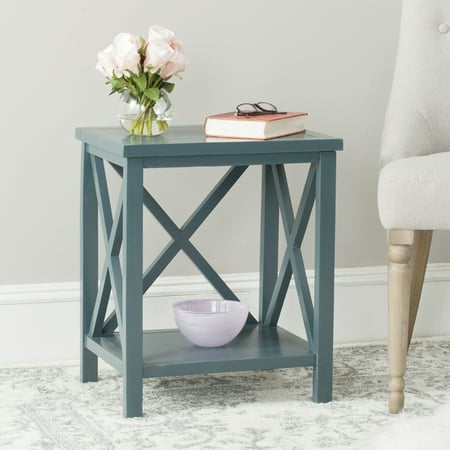 SAFAVIEH Candence Nautical Cross Back End Table, Slate Teal