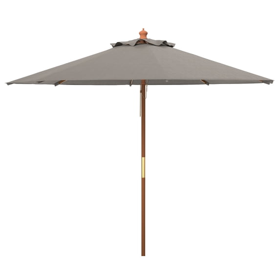 SAFAVIEH Cannes 11' Wooden Pulley Market Umbrella, Grey