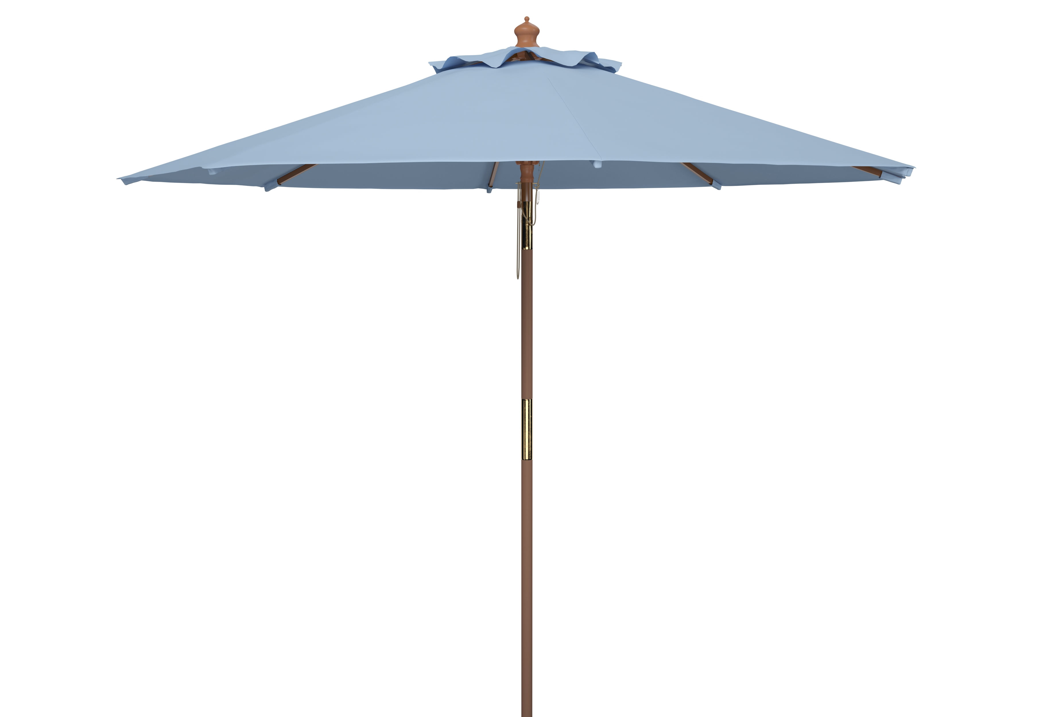 SAFAVIEH Cannes 9' Market Push Wooden Patio Umbrella, Baby Blue