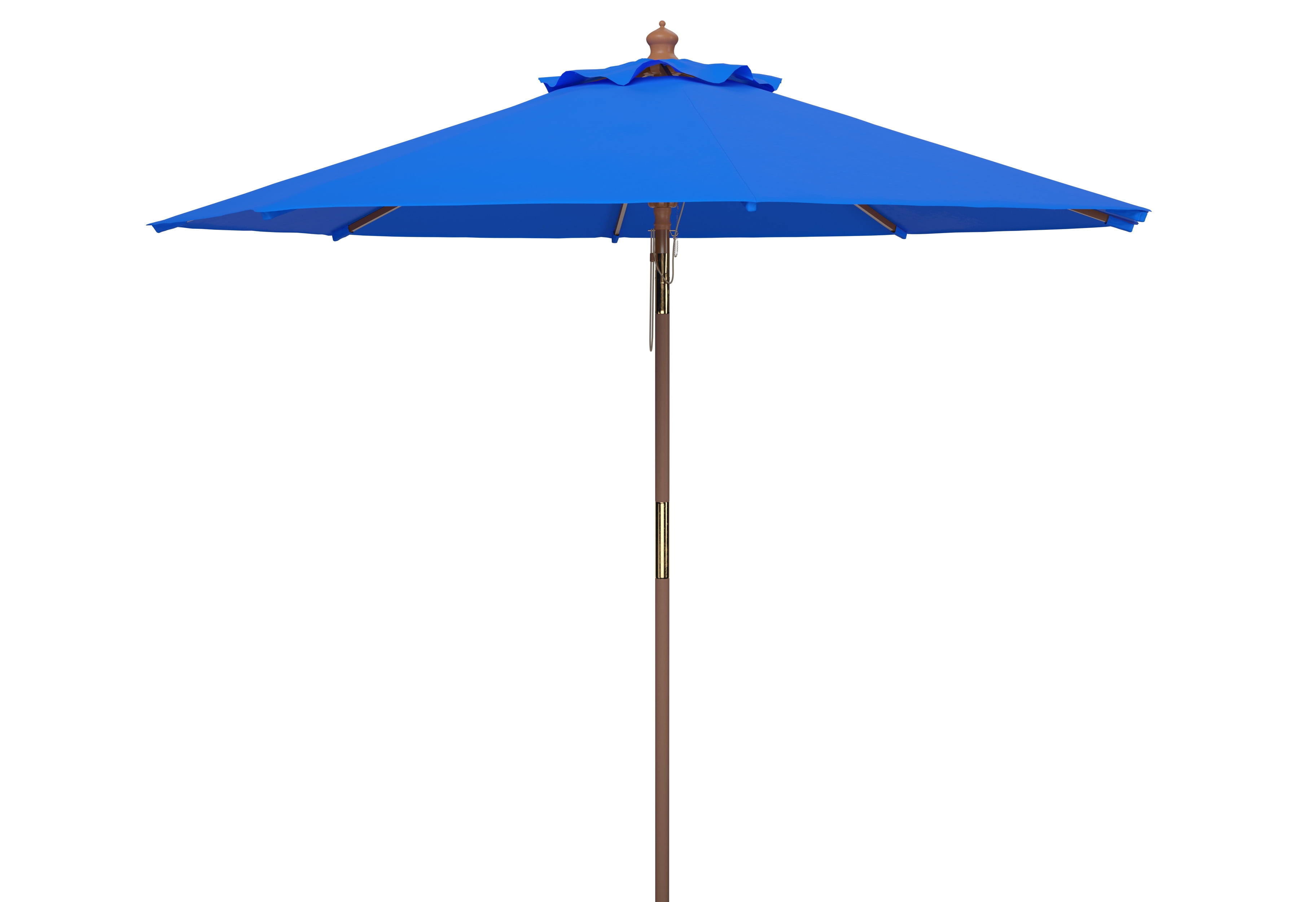 SAFAVIEH Cannes 9' Market Push Wooden Patio Umbrella, Pacific Blue