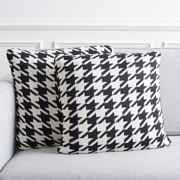 SAFAVIEH Cantil Geometric Pillow, 19" x 19", Black/Ivory, Set of 2