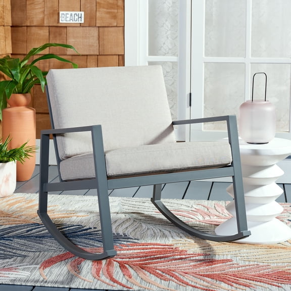 SAFAVIEH Cantor Outdoor Patio Rocking Chair, Grey/Light Grey