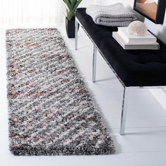 SAFAVIEH Canyon Casey Distressed Shag Runner Rug, Gray/Ivory, 2'2" x 8'