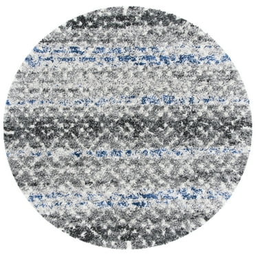 SAFAVIEH Canyon Grosvenor Distressed Shag Area Rug, Grey/Ivory, 6'7" x 6'7" Round