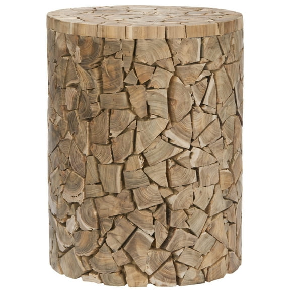 SAFAVIEH Canyon Teak Round Stool Medium Oak