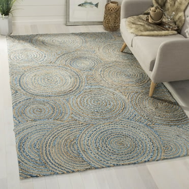 SAFAVIEH Cape Cod Aindreas Geometric Area Rug, Natural/Blue, 3' x 5'