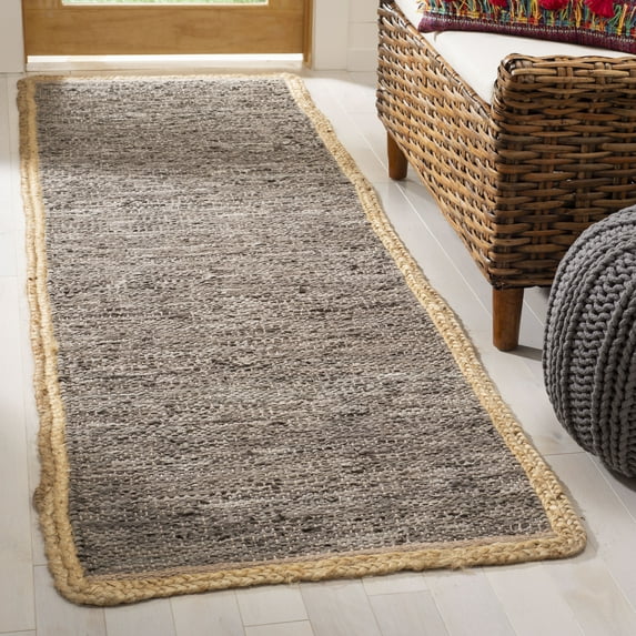 SAFAVIEH Cape Cod Ainsley Texture/Embroidery Runner Rug, Light Gray/Natural, 2'3" x 8'