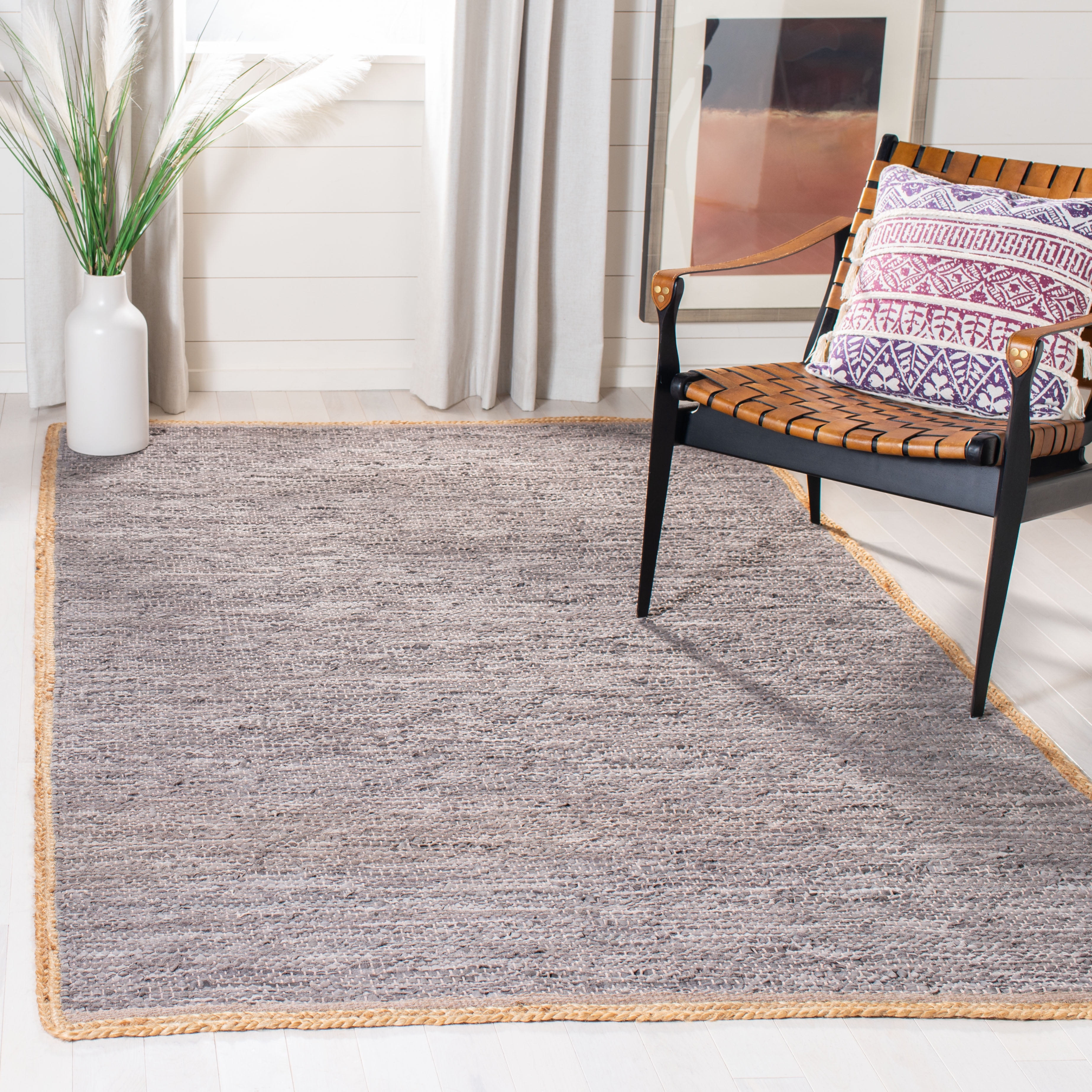 SAFAVIEH Cape Cod Ainsley Texture/Embroidery Area Rug, Light Gray/Natural, 3' x 5'
