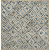 SAFAVIEH Cape Cod Alayna Geometric Area Rug, Natural/Blue, 10' x 10' Square