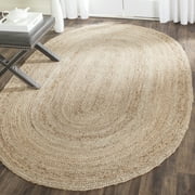 SAFAVIEH Cape Cod Aldous Braided Striped Jute Area Rug, 3' x 5' Oval, Natural