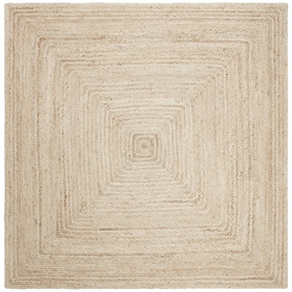 SAFAVIEH Cape Cod Aldous Braided Striped Jute Area Rug, 6' x 6' Square, Natural