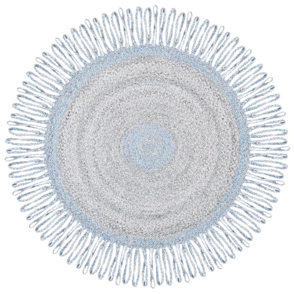 SAFAVIEH Cape Cod Alicia Geometric Polyester Area Rug, Blue/Grey, 3' x 3' Round
