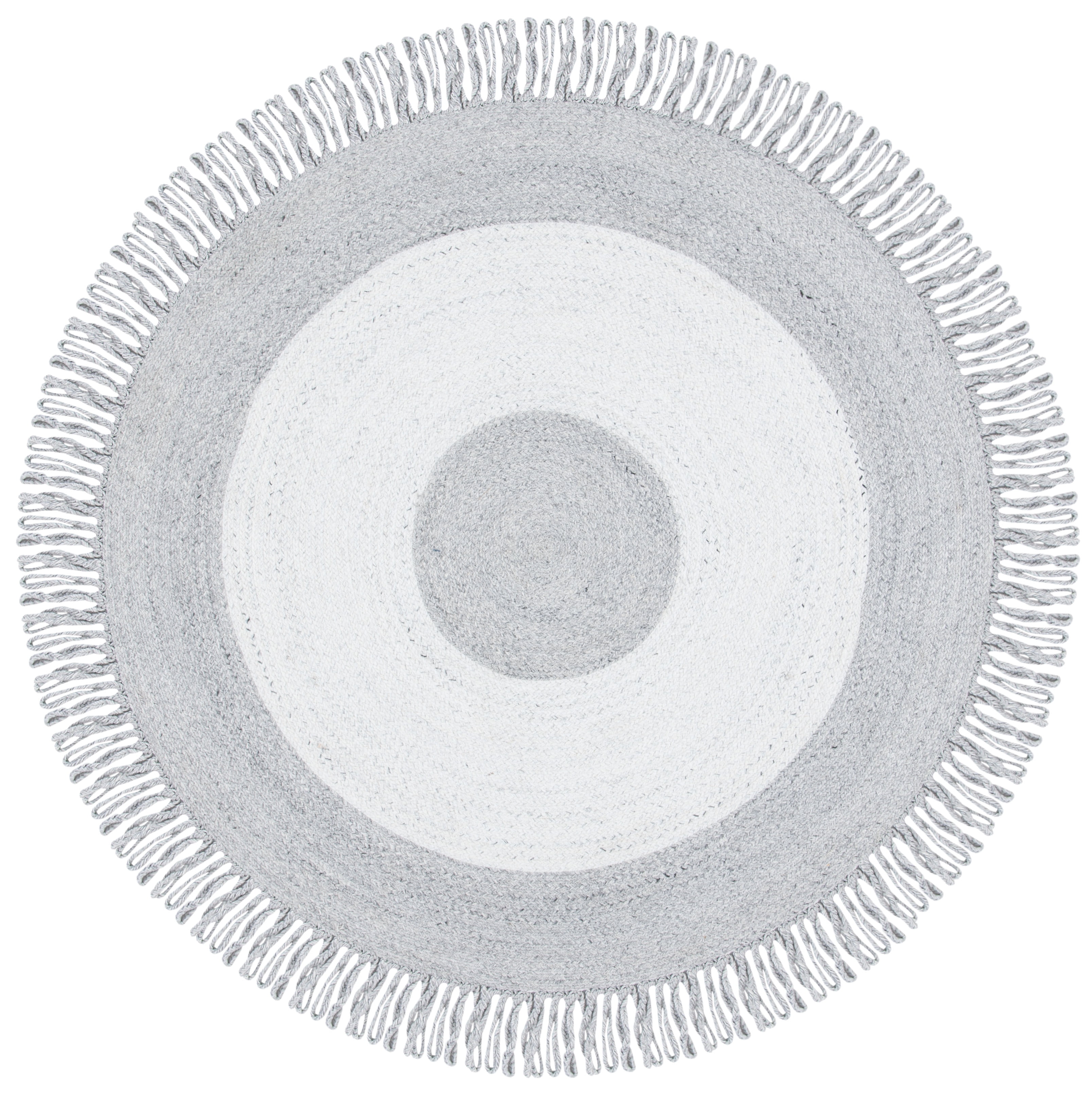 Handmade Round Ivory Synthetic Area Rug, 7' Diameter