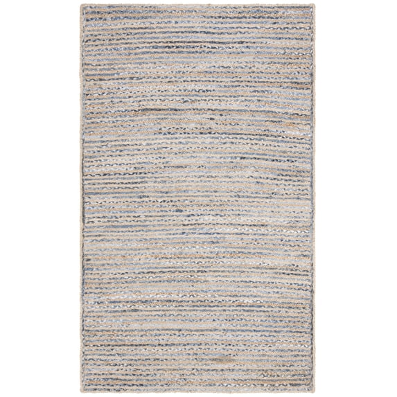 SAFAVIEH Cape Cod Andrina Braided Striped Jute Area Rug, 6' x 9', Natural/Blue