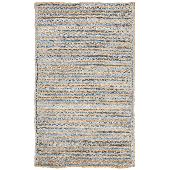 SAFAVIEH Cape Cod Andrina Geometric Area Rug, Natural/Blue, 2'3" x 4'
