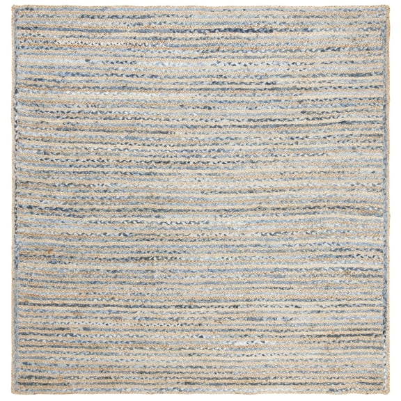 SAFAVIEH Cape Cod Andrina Geometric Area Rug, Natural/Blue, 3' x 3' Square