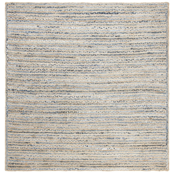 SAFAVIEH Cape Cod Andrina Geometric Area Rug, Natural/Blue, 8' x 8' Square