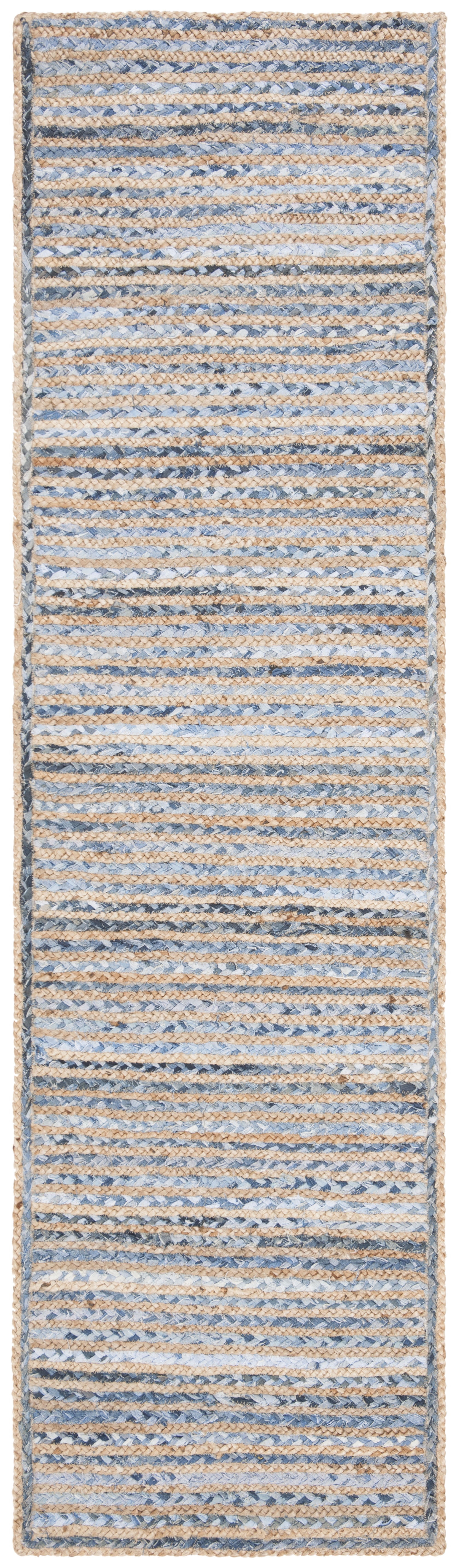 Cape Cod Blue and Natural Jute Handwoven Runner Rug