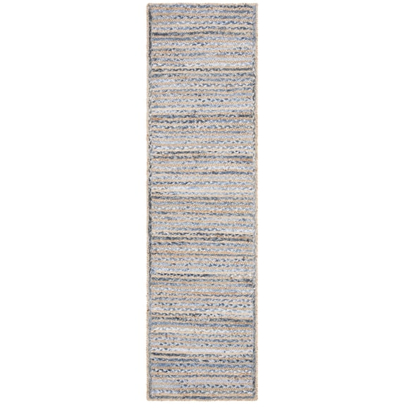 SAFAVIEH Cape Cod Andrina Geometric Runner Rug, Natural/Blue, 2'3" x 16'