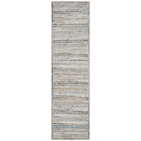 SAFAVIEH Cape Cod Andrina Geometric Runner Rug, Natural/Blue, 2'3" x 6'