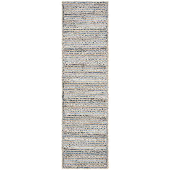 SAFAVIEH Cape Cod Andrina Geometric Runner Rug, Natural/Blue, 2'3" x 6'