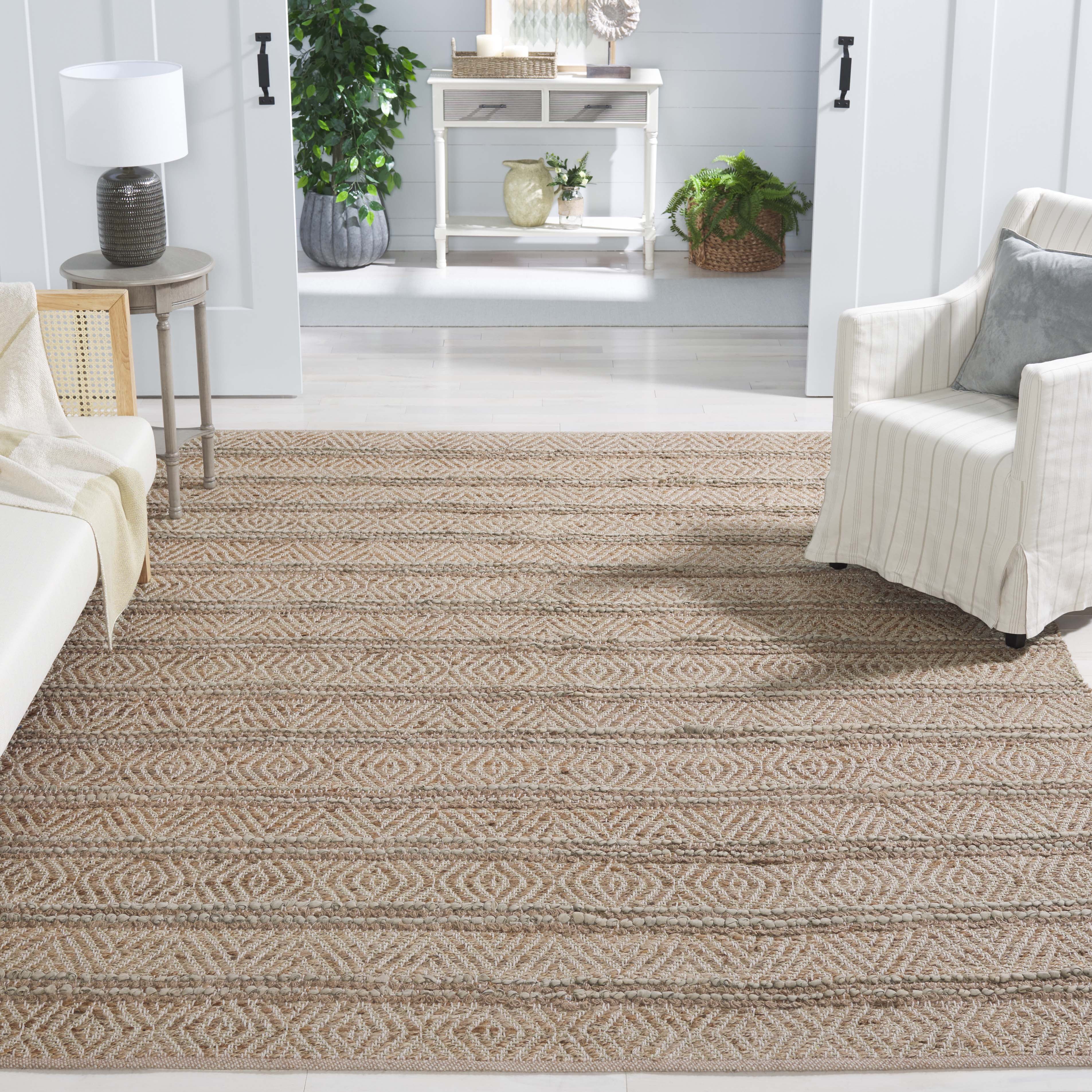 SAFAVIEH Cape Cod Antonio Striped Area Rug, Green/Natural, 8' x 10'
