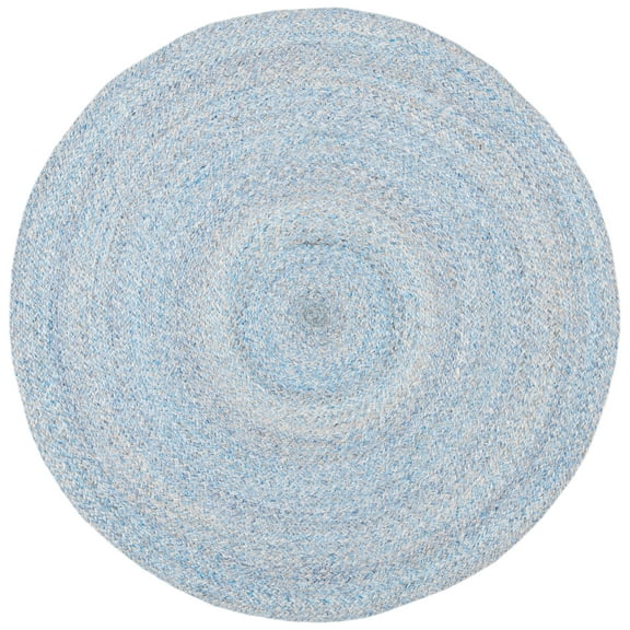 SAFAVIEH Cape Cod Audra Solid Polyester Area Rug, Blue, 3' x 3' Round