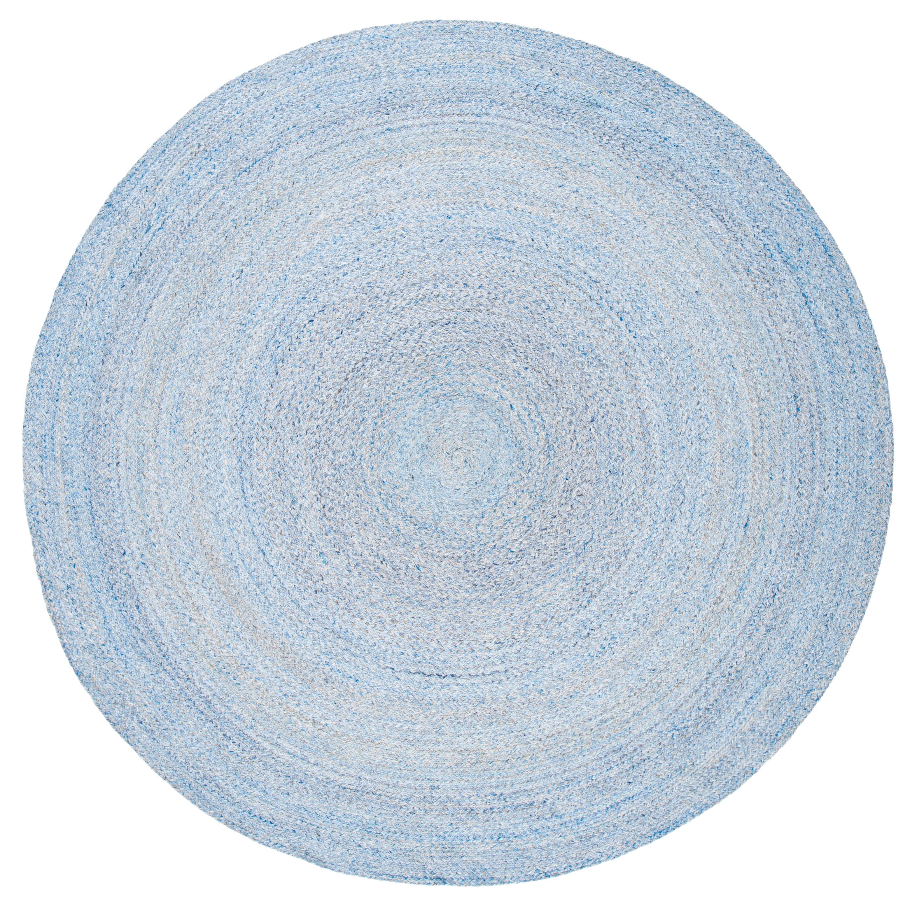 SAFAVIEH Cape Cod Audra Solid Polyester Area Rug, Blue, 6' x 6' Round