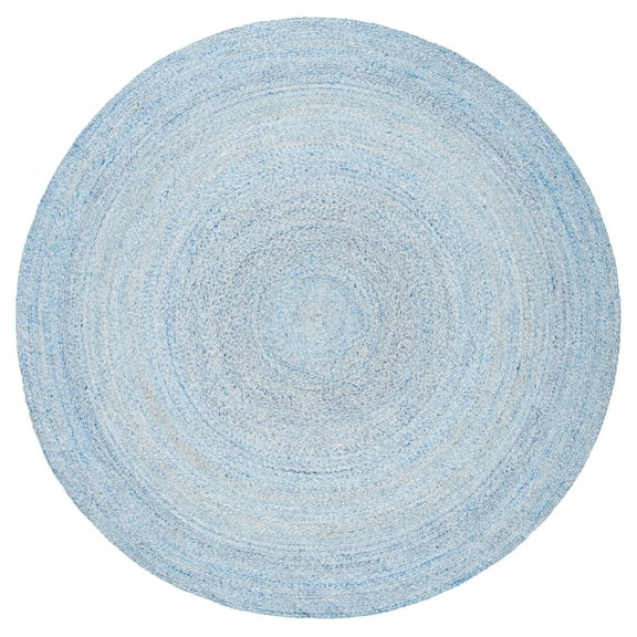 SAFAVIEH Cape Cod Audra Solid Polyester Area Rug, Blue, 6' x 6' Round