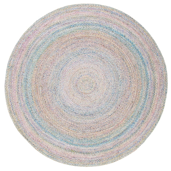 SAFAVIEH Cape Cod Audra Solid Polyester Area Rug, Blue/Green, 6' x 6' Round