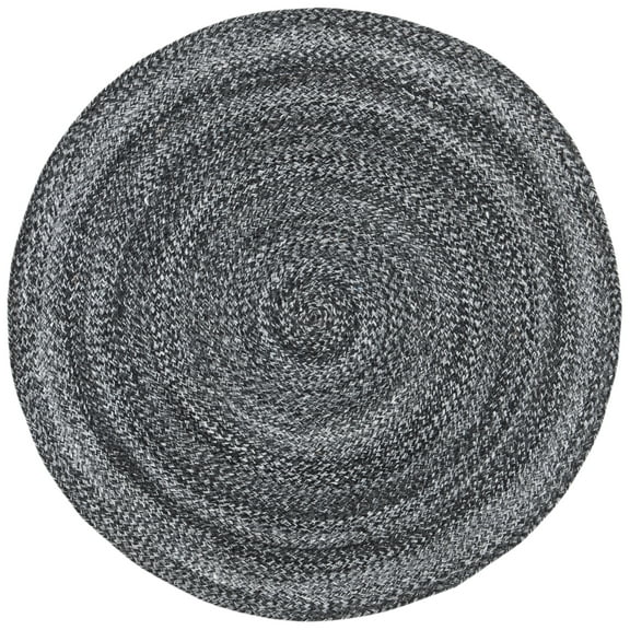 SAFAVIEH Cape Cod Audra Solid Polyester Area Rug, Charcoal, 4' x 4' Round