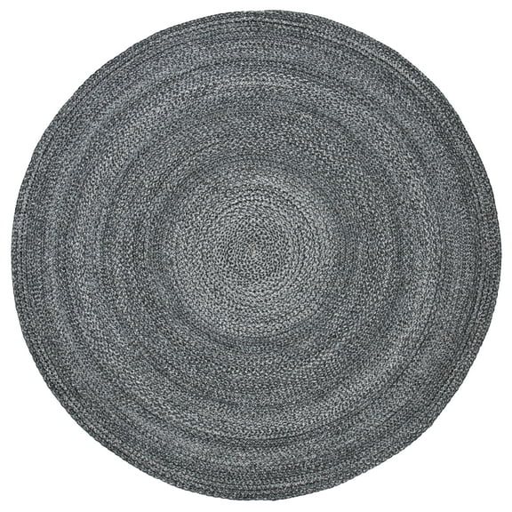 SAFAVIEH Cape Cod Audra Solid Polyester Area Rug, Charcoal, 6' x 6' Round