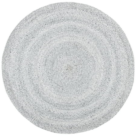 SAFAVIEH Cape Cod Audra Solid Polyester Area Rug, Grey, 3' x 3' Round