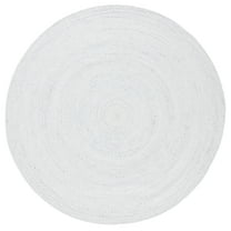 SAFAVIEH Cape Cod Audra Solid Polyester Area Rug, Ivory, 5' x 5' Round