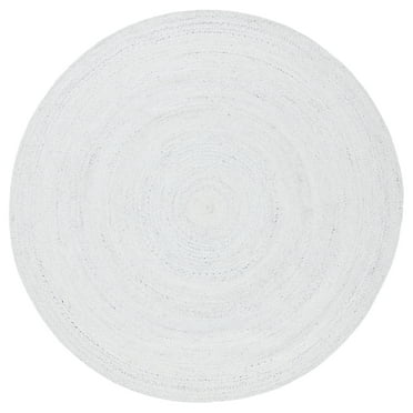 SAFAVIEH Cape Cod Audra Solid Polyester Area Rug, Ivory, 5' x 5' Round