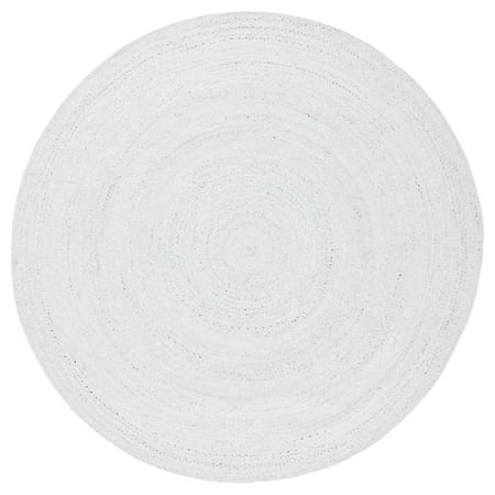 SAFAVIEH Cape Cod Audra Solid Polyester Area Rug, Ivory, 5' x 5' Round