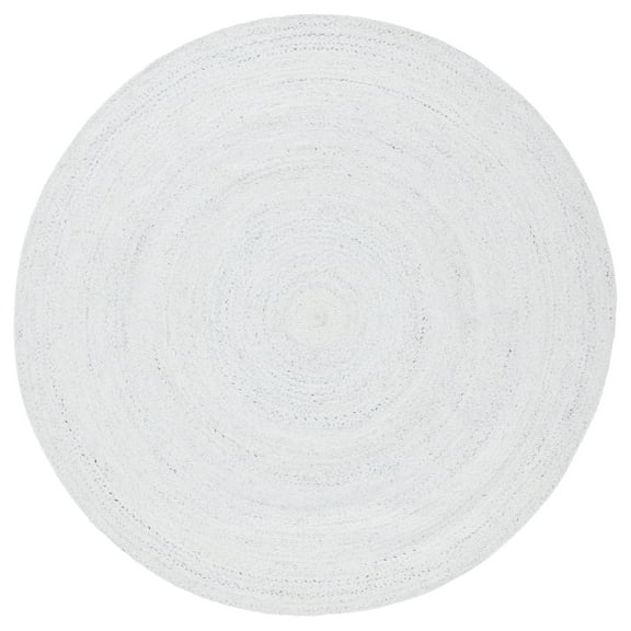 SAFAVIEH Cape Cod Audra Solid Polyester Area Rug, Ivory, 5' x 5' Round