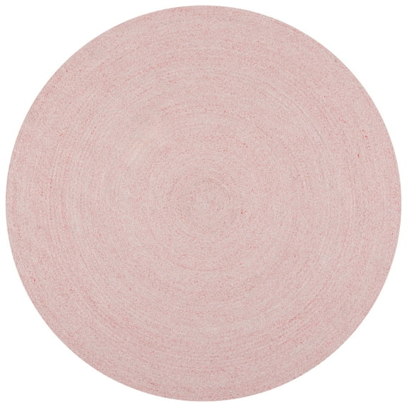 SAFAVIEH Cape Cod Audra Solid Polyester Area Rug, Pink, 5' x 5' Round