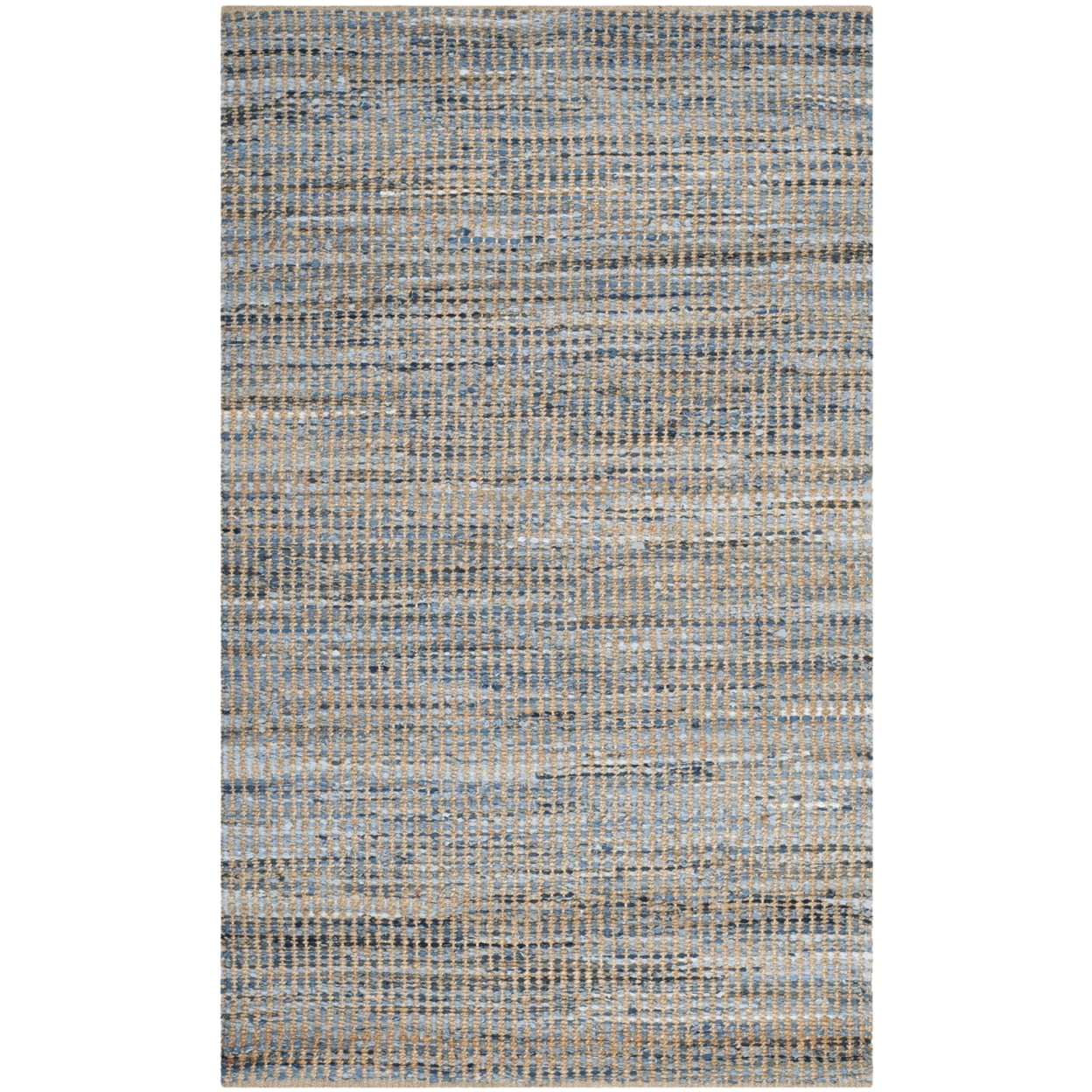Cape Cod Blue and Natural Handmade Flat Woven Jute Rug 4' x 6'